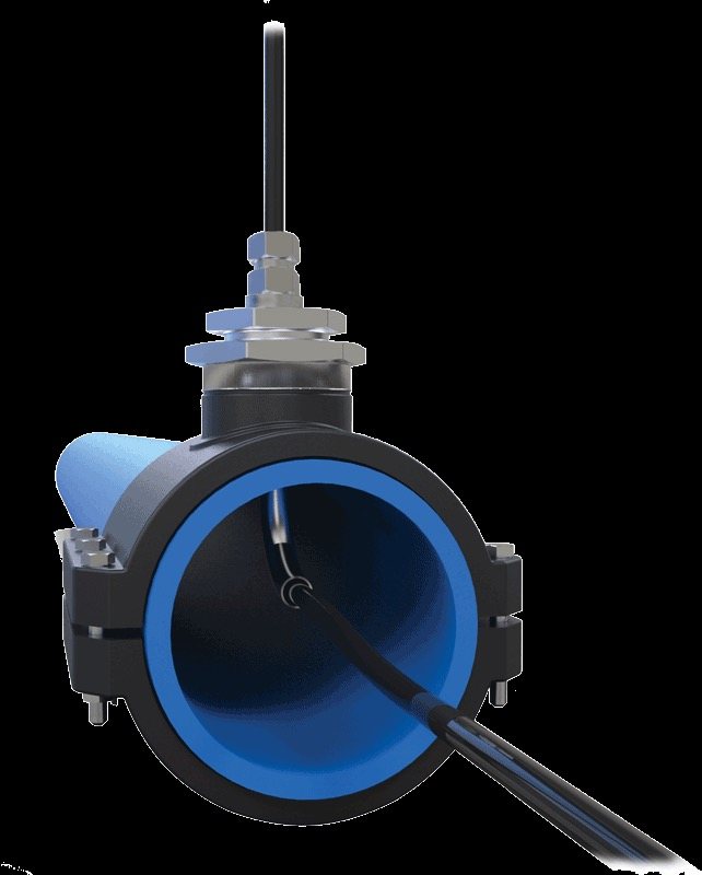 Pipe-in-pipe fitting that carries fiber optic cable inside a water main