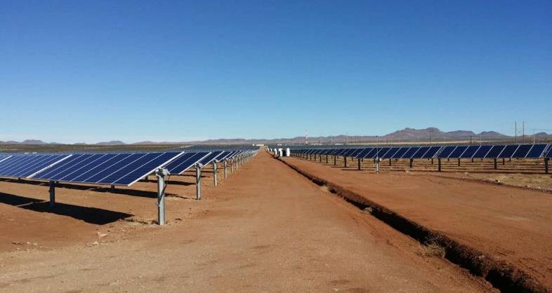 Single-axis solar trackers at a utility-scale plant in Chihuahua